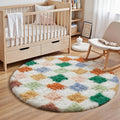 Checkered Rug 4x4 for Living Room - Super Soft Washable Fluffy