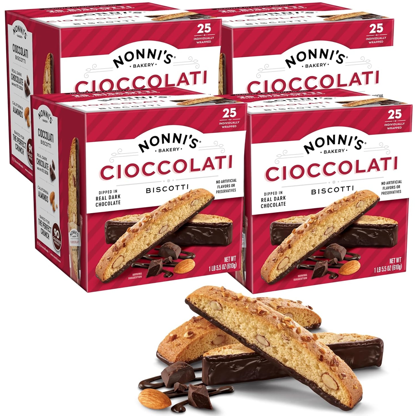Nonni's Cioccolati Dark Chocolate Almond Biscotti Cookies Delight
