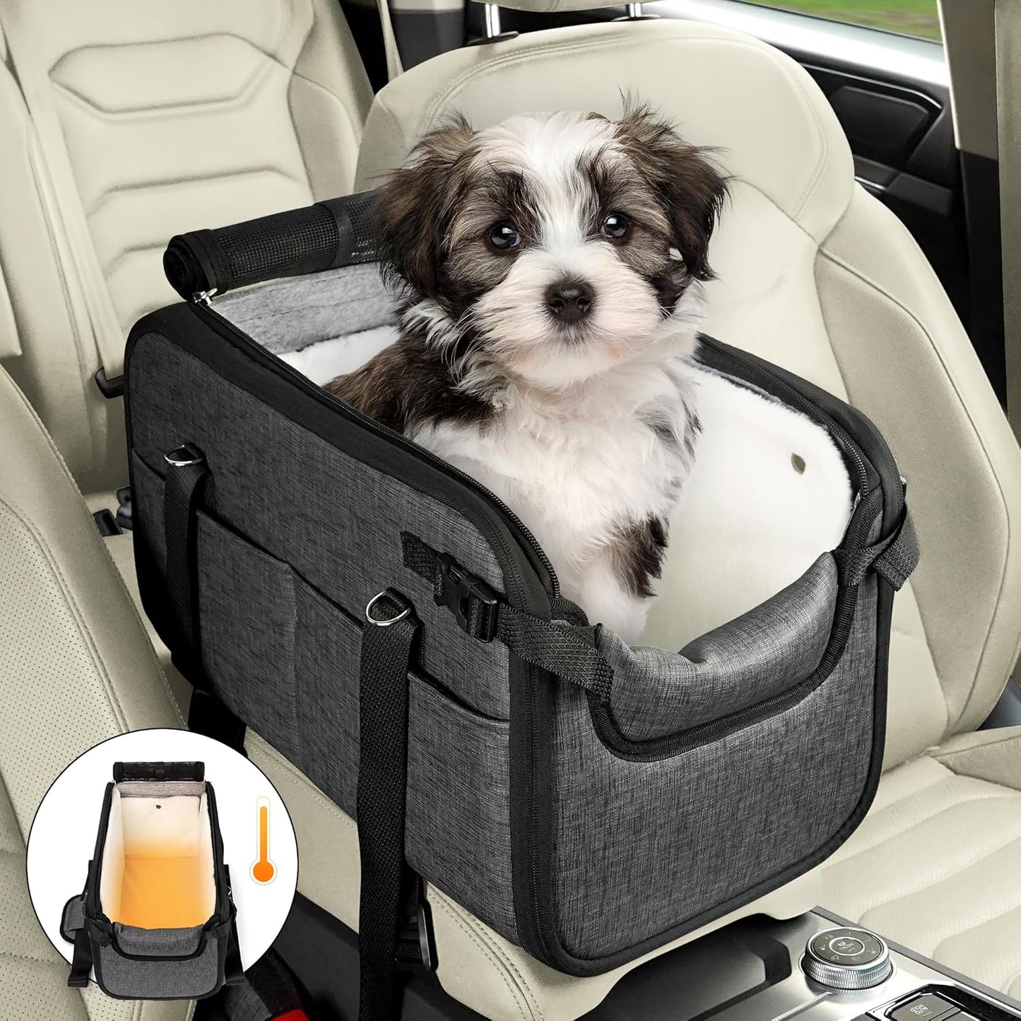 WOYYHO Small Dog Car Seat: 20lbs Support & Waterproof PU Leather