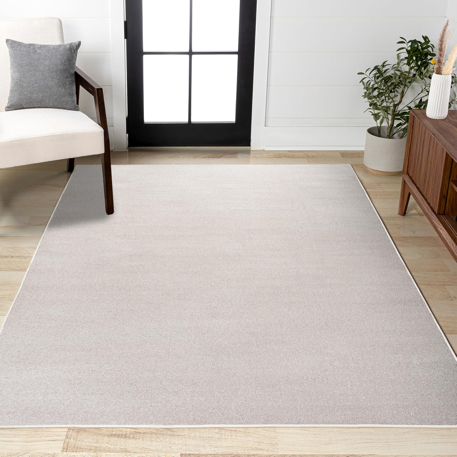 Haze Solid Low-Pile Ivory Indoor Area Rug for Modern Homes