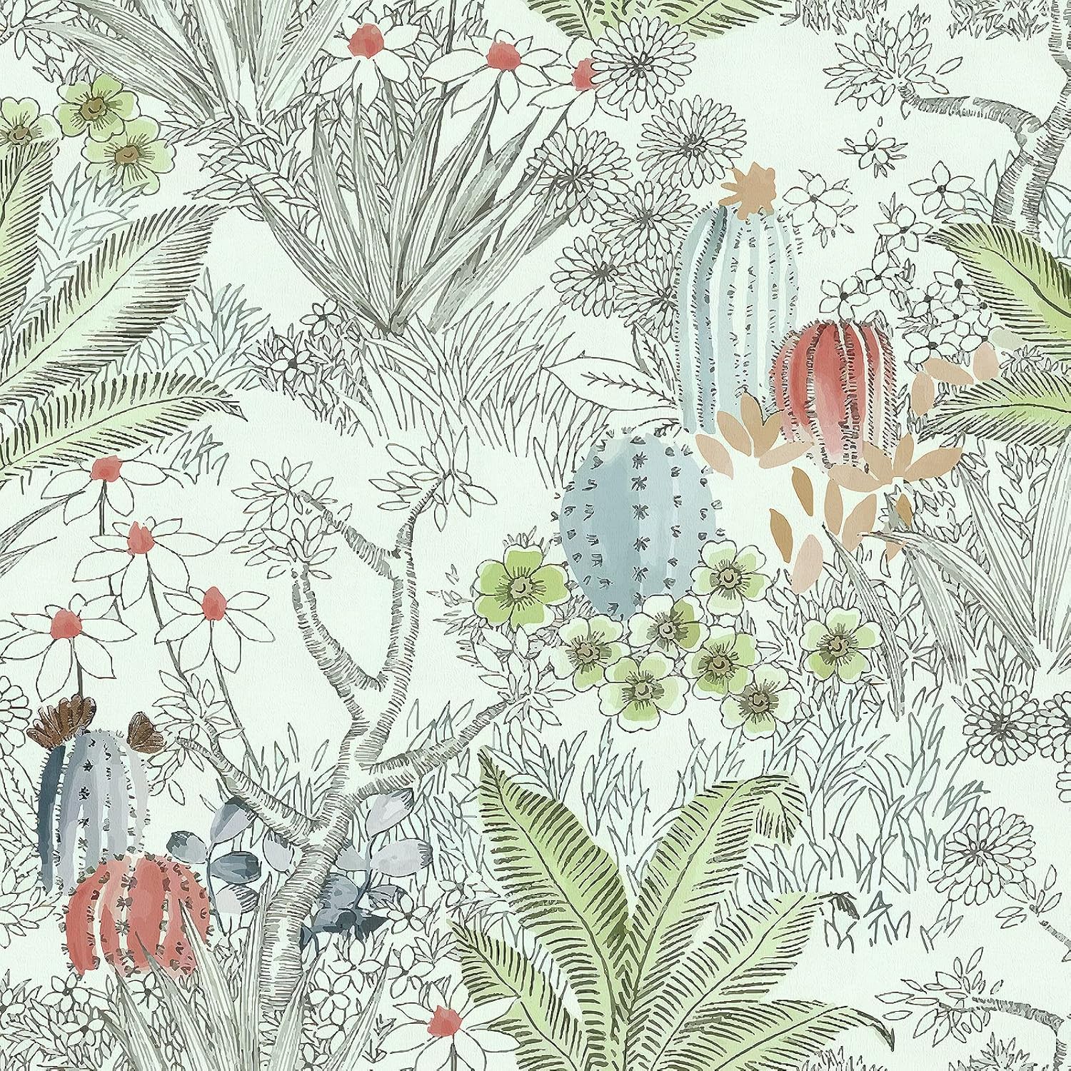 Cactus Peel and Stick Wallpaper for Boho Home Decor