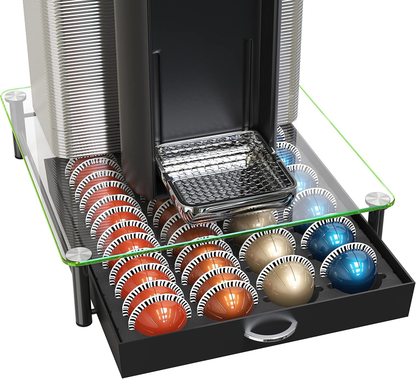 Deco Brothers Crystal Tempered Glass Vertuo Pod Holder Drawer