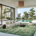 9x12 ft Area Rug Green Boho Indoor Rug for Living Spaces