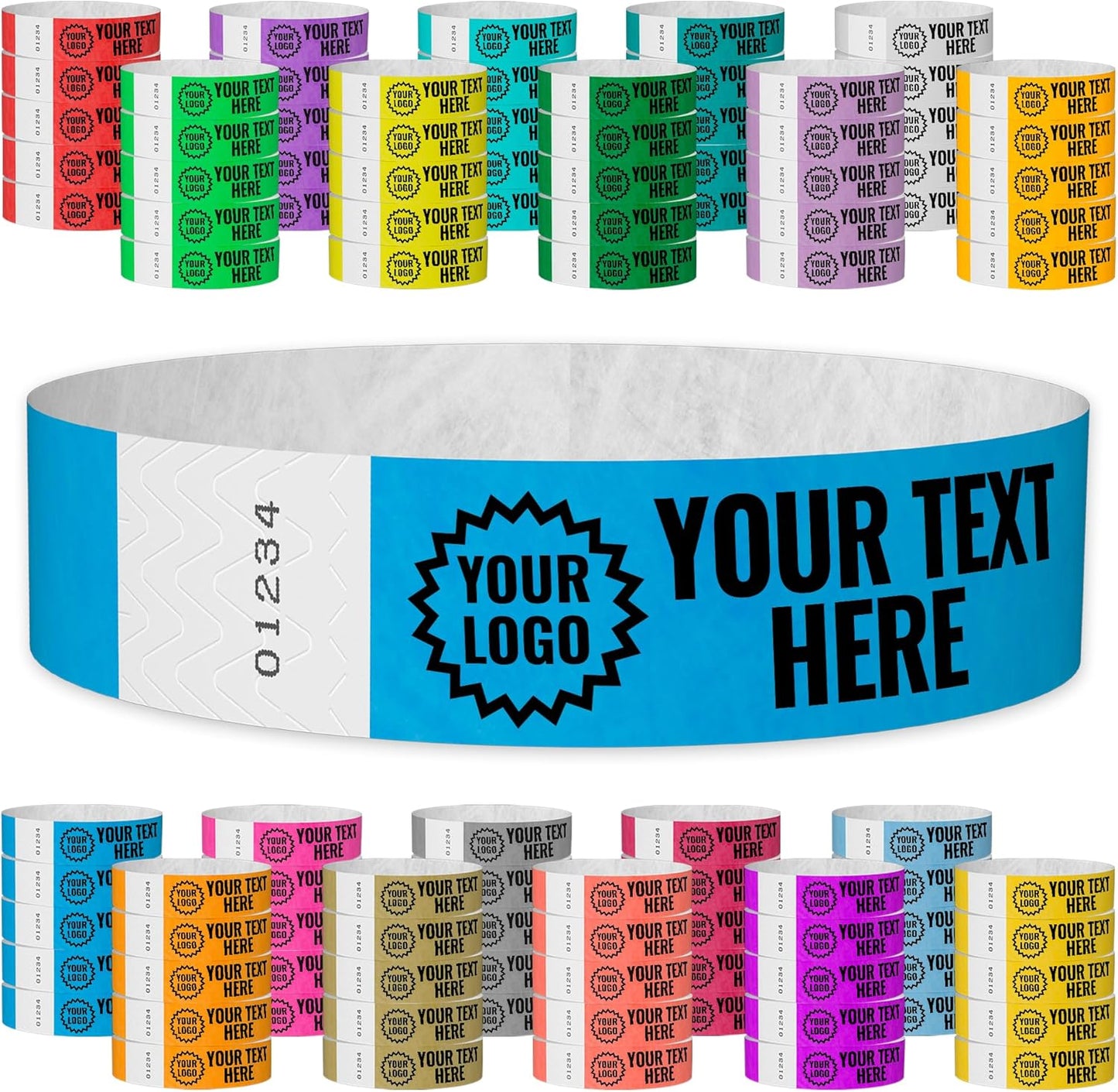 Custom Imprint Wristbands for Events - Neon Blue 400 Count
