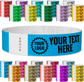 WristCo Neon Blue Custom Imprint Tyvek Wristbands - Custom Text Print