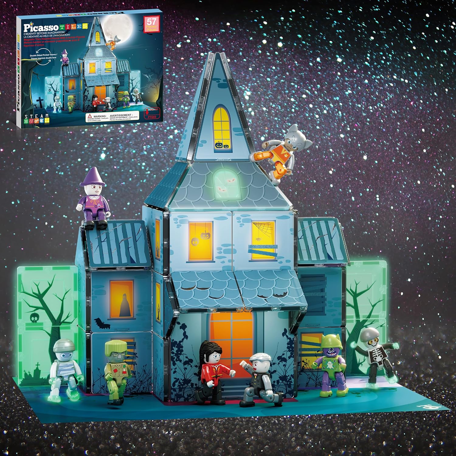 Haunted House Theme Magnet Tile Building Blocks for Kids Fun