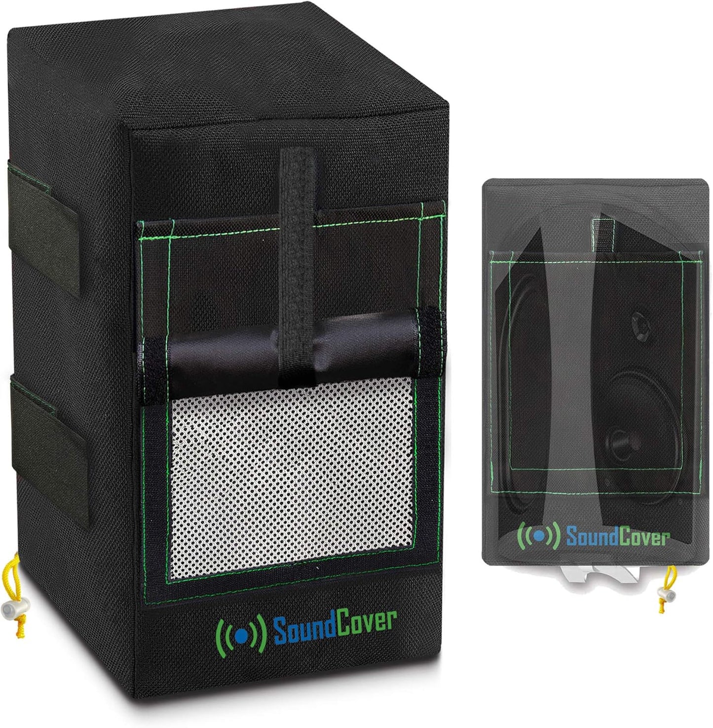 Two Black Waterproof Speaker Covers for Outdoor Speakers