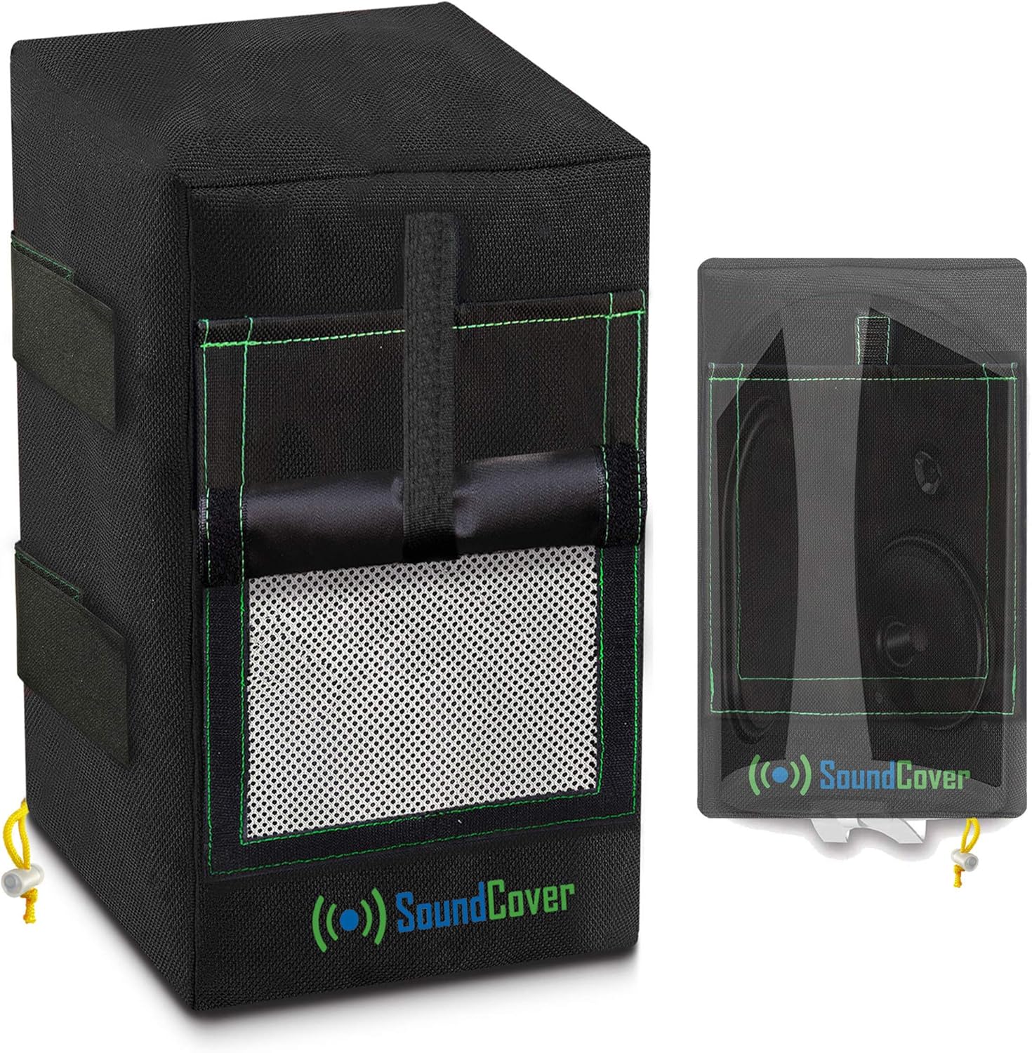 Two Black Waterproof Speaker Covers for Outdoor Speakers