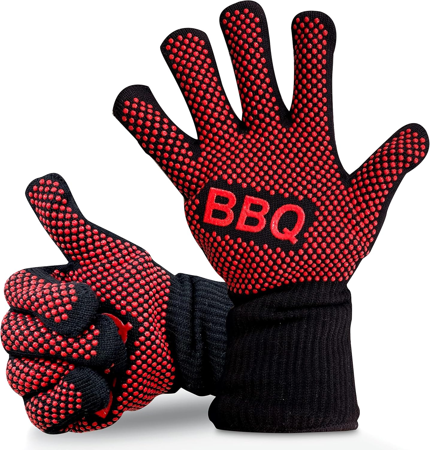 NutriChef Fireproof BBQ Gloves - 1472F Heat Resist, Non-Slip Grip