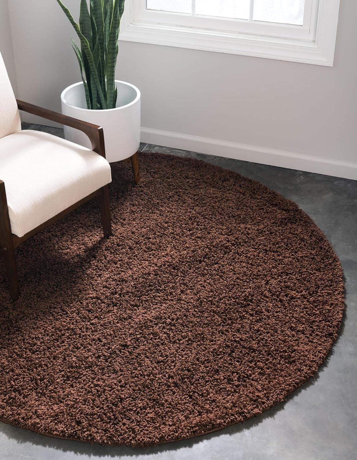 Unique Loom Solid Shag Collection Area Rug in Chocolate Brown