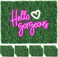 Artificial Grass Wall Panels 12 pcs 24in x 16in with Pink Neon Sign