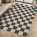 LIVEBOX 4x6 Checkered Washable Area Rug - Non-Slip, Low-Pile