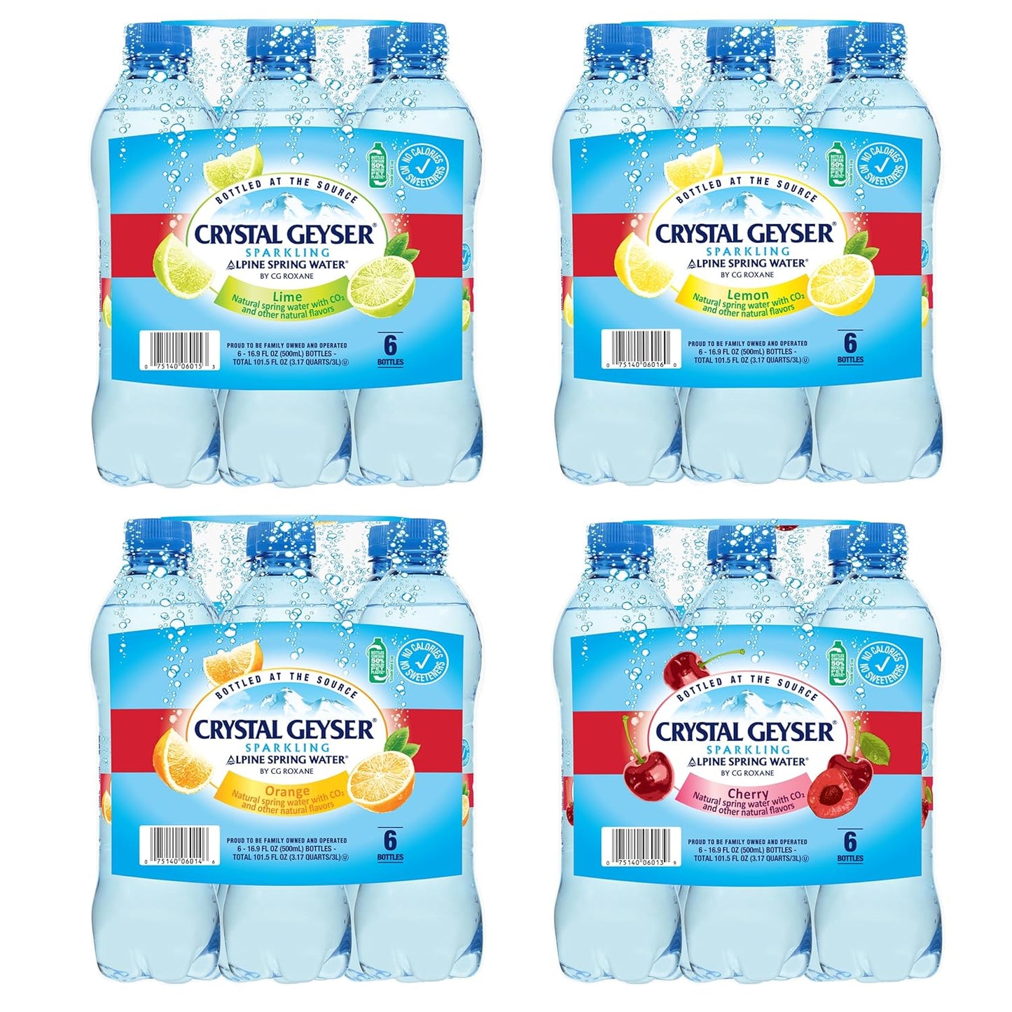 Crystal Geyser Sparkling Alpine Natural Spring Water Variety Pack