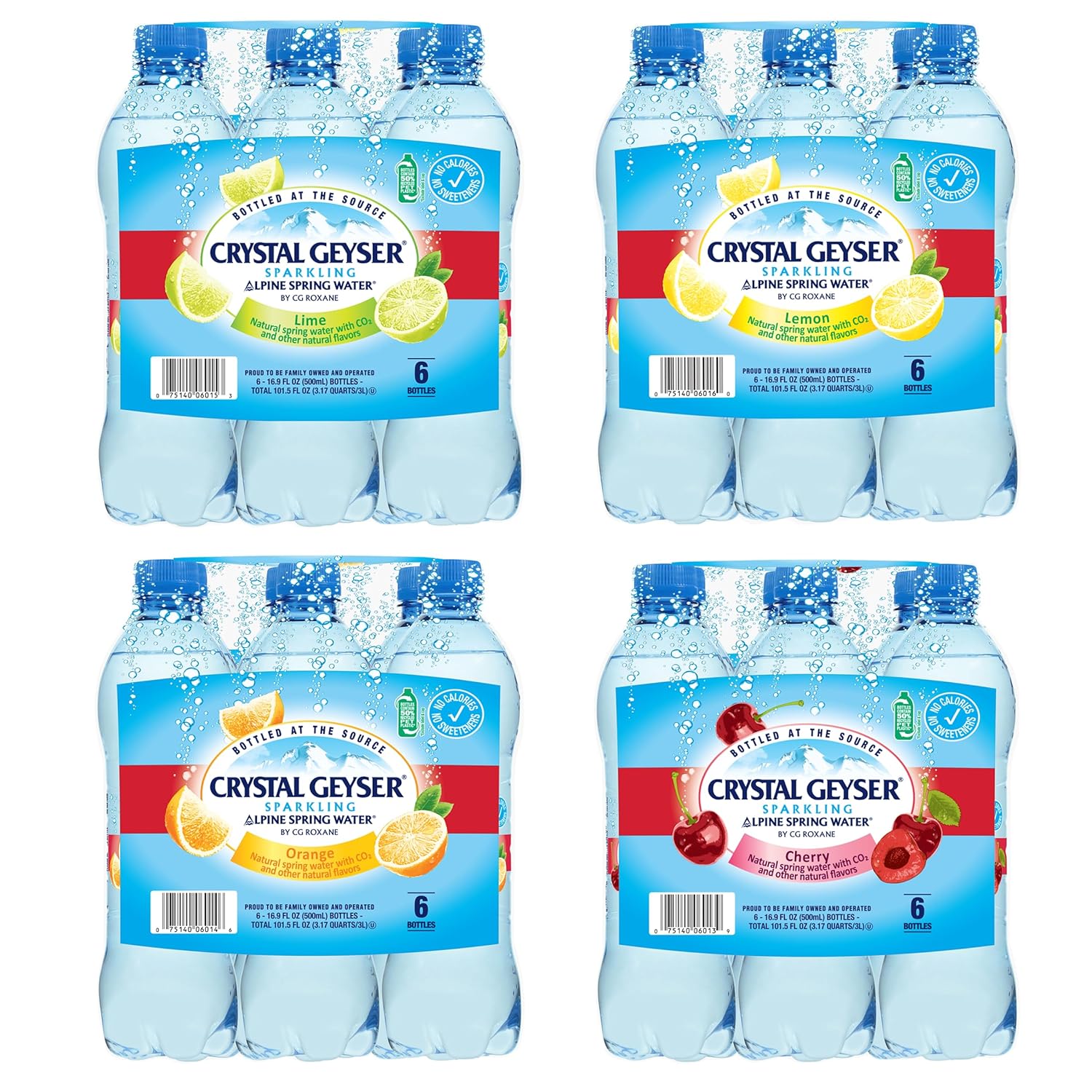 Crystal Geyser Sparkling Alpine Natural Spring Water Variety Pack