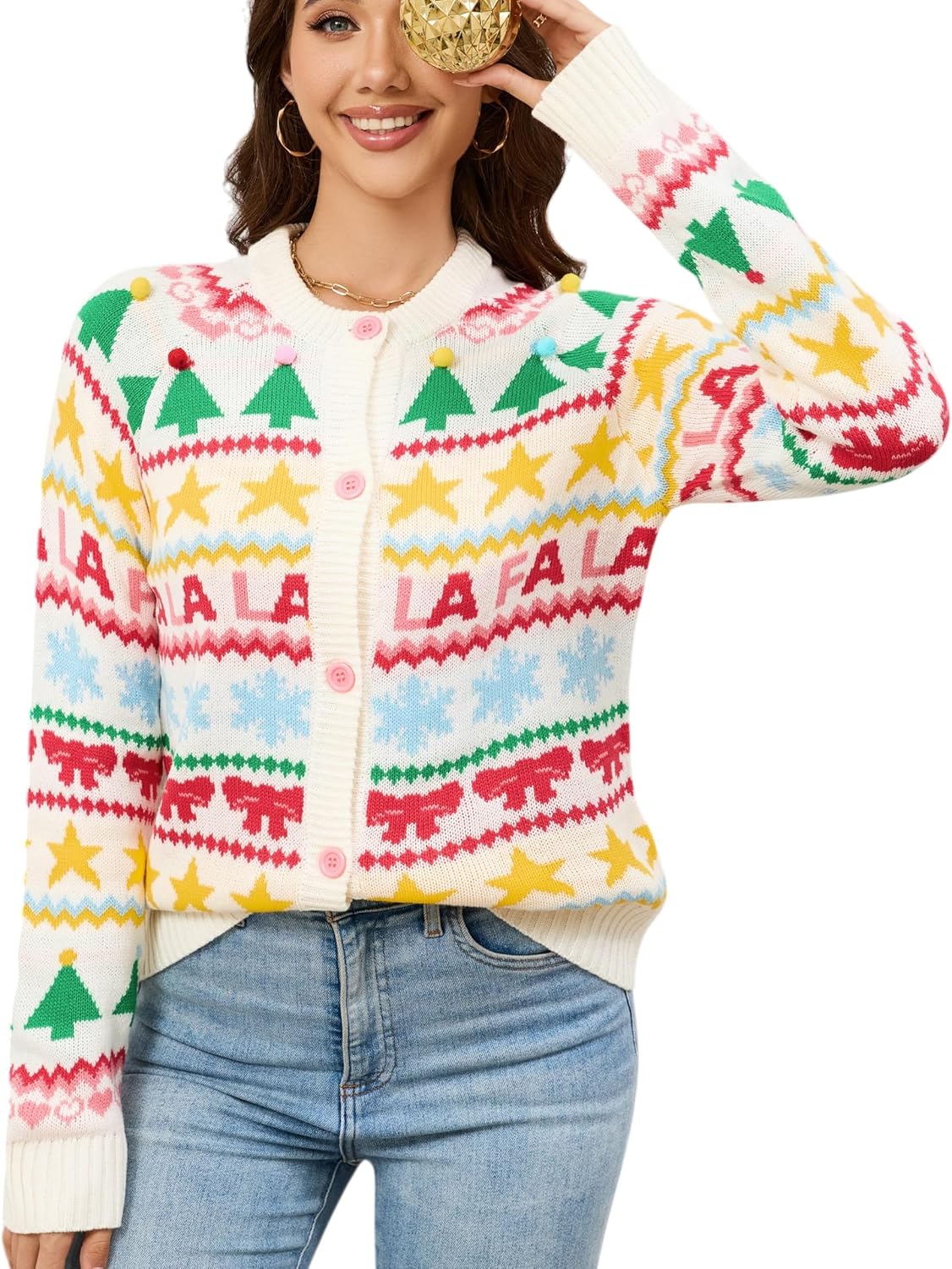 LUBOT 2025 Open Front Chunky Cardigans for Festive Style