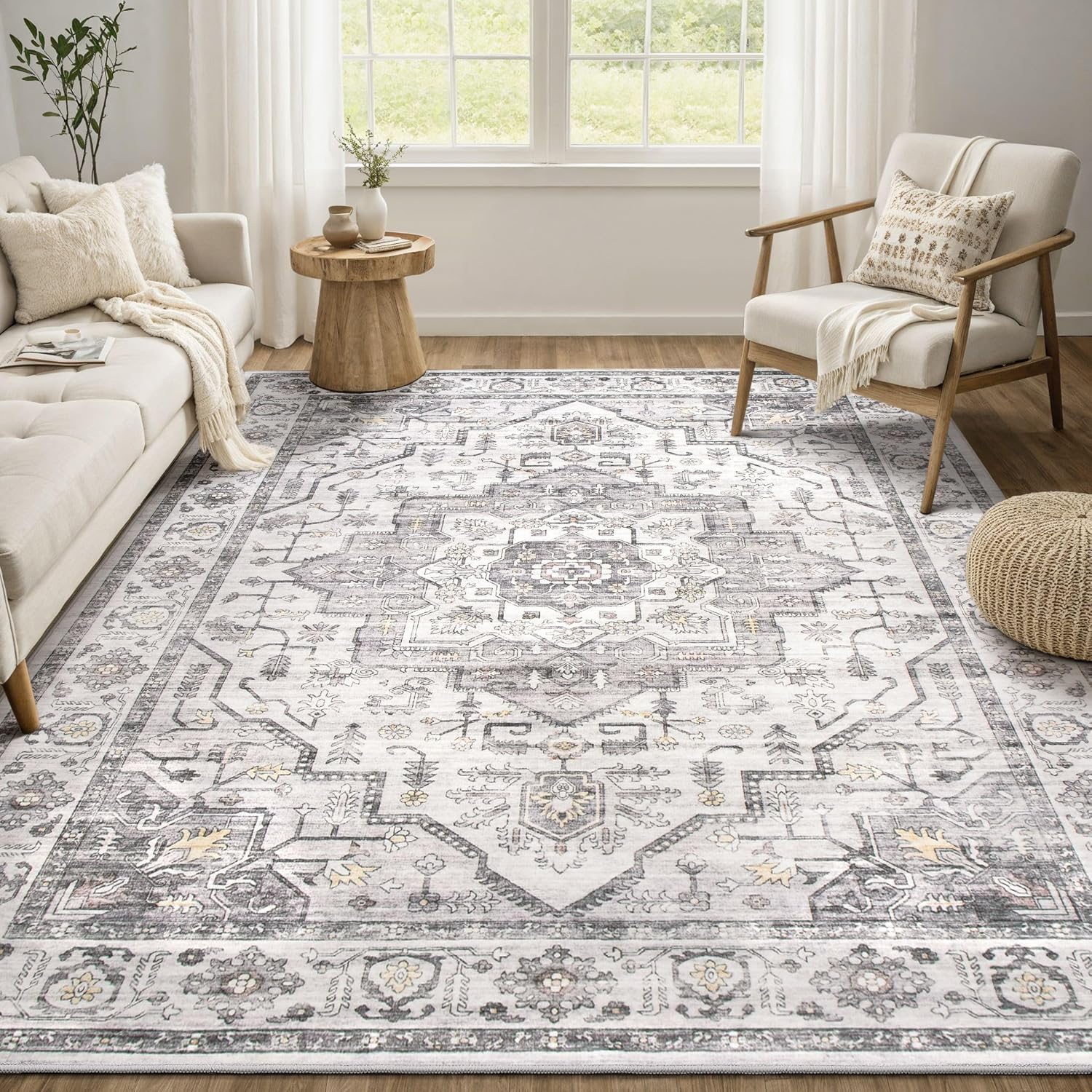 Washable Vintage Area Rug 5x7 - Non-Slip Softness for Any Room