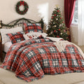 Red Plaid Comforter Set Queen - Cozy Flannel Holiday Bedding