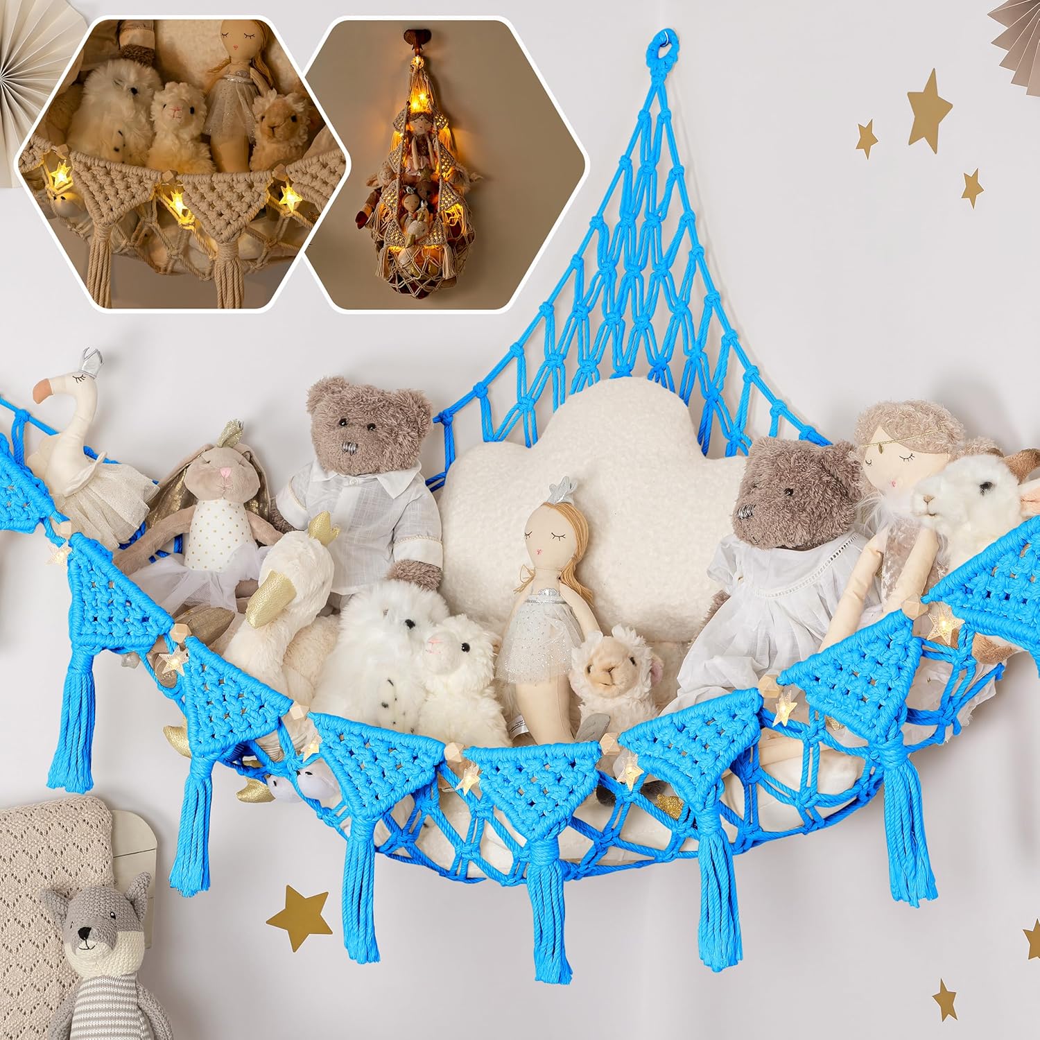 Macrame DreamLights Extra Large Plush Toy Storage Hammock