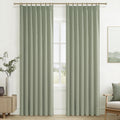 Sage Green Blackout Linen Curtains for Living Room and Bedroom