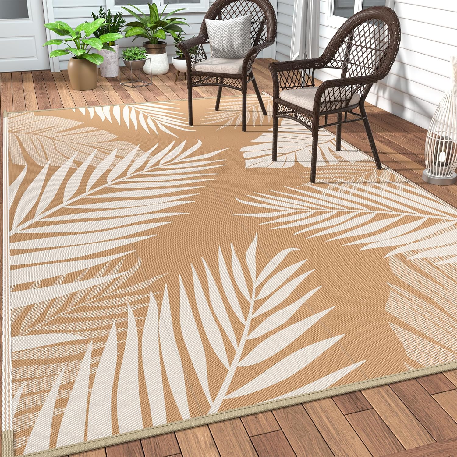 GENIMO Outdoor Rug 8ft x 10ft Waterproof for Patios and More