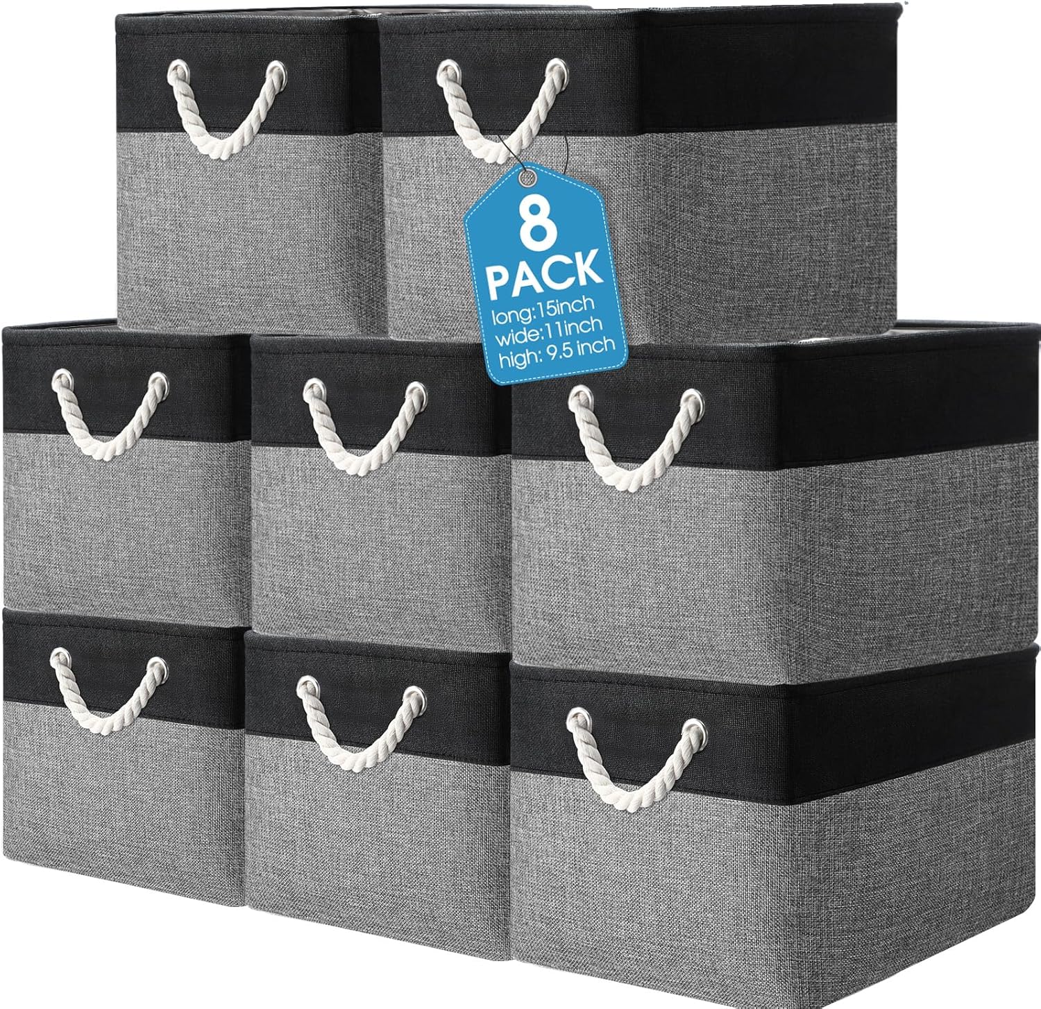 Meekoo 8 Pack Collapsible Storage Bins for Home Organization