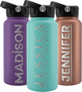 32 oz Teal Personalized Water Bottle w Straw Lid - Insulated