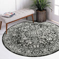 Round Rug 4ft Vintage-Inspired Non-Slip Area Rug - Machine Washable
