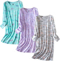 PNAEONG 3 Pack Women's Nightgown Long Sleeve Sleep