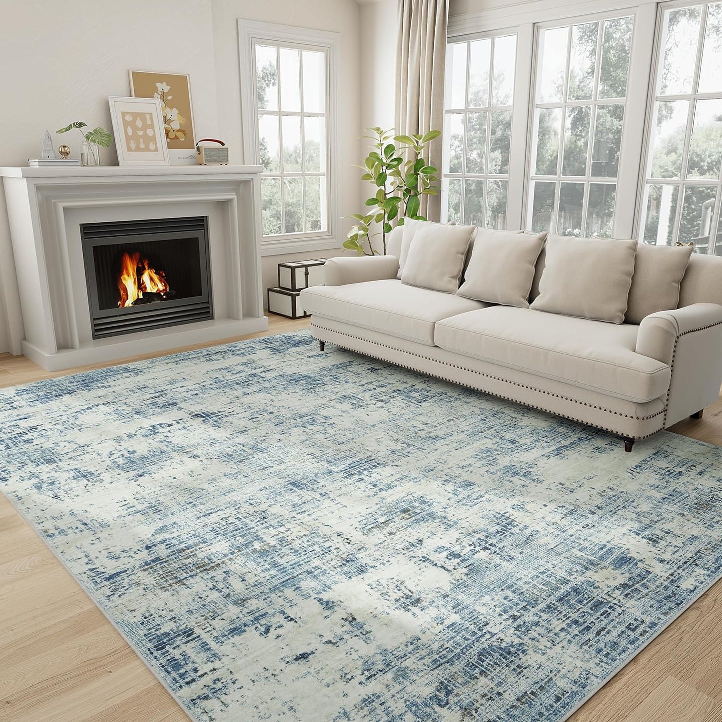 8x10 Area Rugs for Living Room: Soft Non-Shedding Carpet