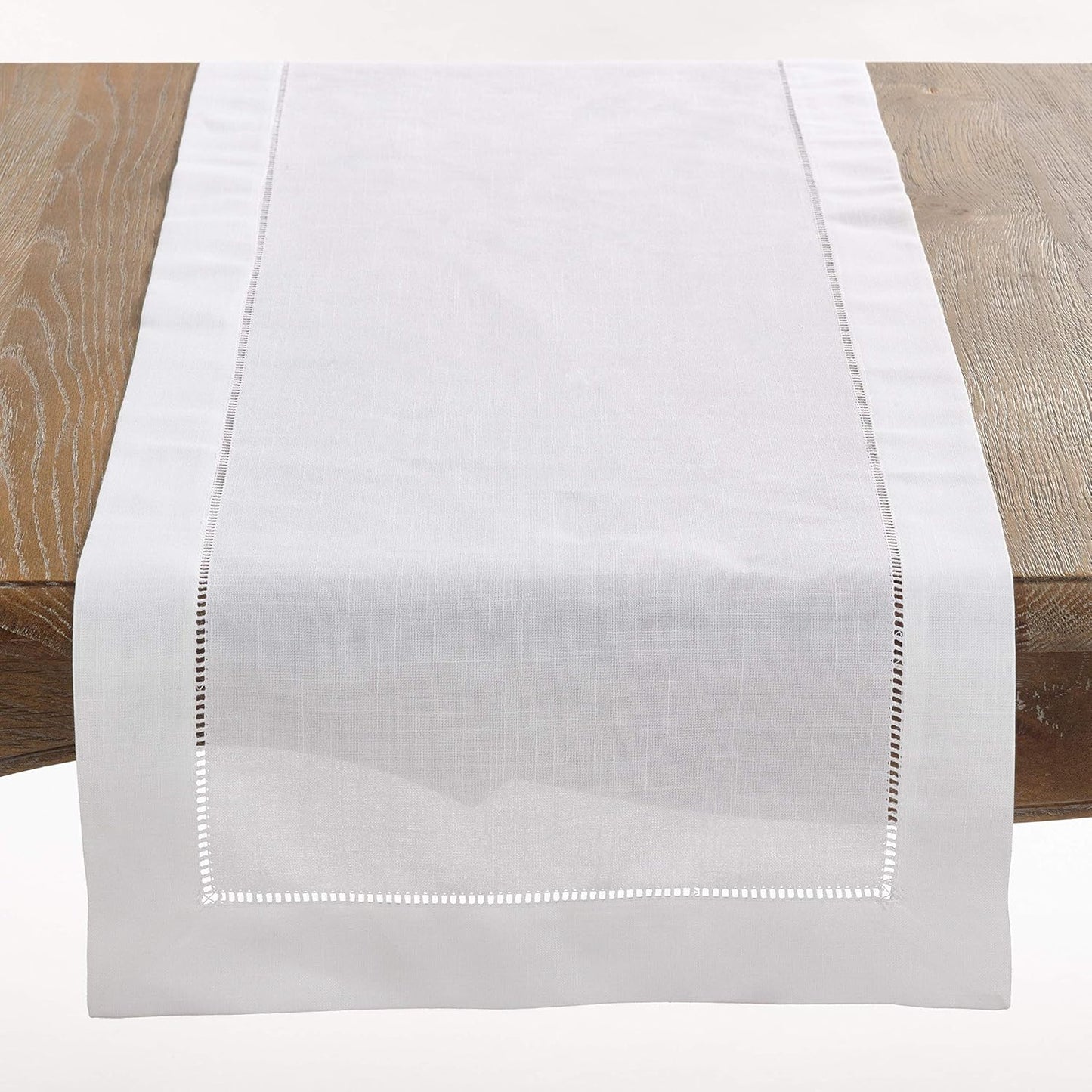 Saro Lifestyle Hemstitched Border Table Runner for Elegant Dining