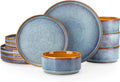 vancasso ONION Ceramic Plates and Bowls Set for 4 - Reactive Blue