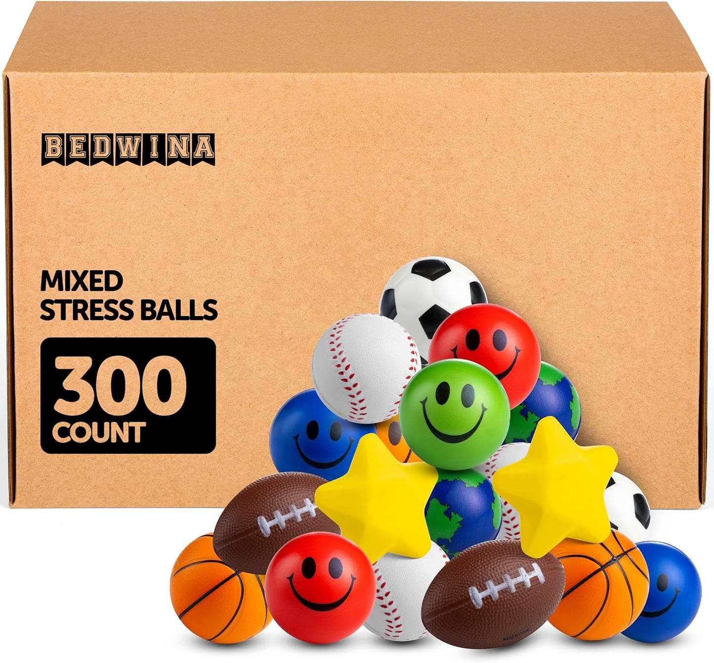 Bulk Mini Stress Balls for Kids - 300 Pack of Fun Shapes