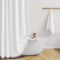 BTTN Boho Long Shower Curtain 72x78 in - Tall Linen Blend with Tassels