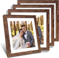 12x12 Picture Frame Set of 4 - Rustic Brown Wooden Frames for 10x10