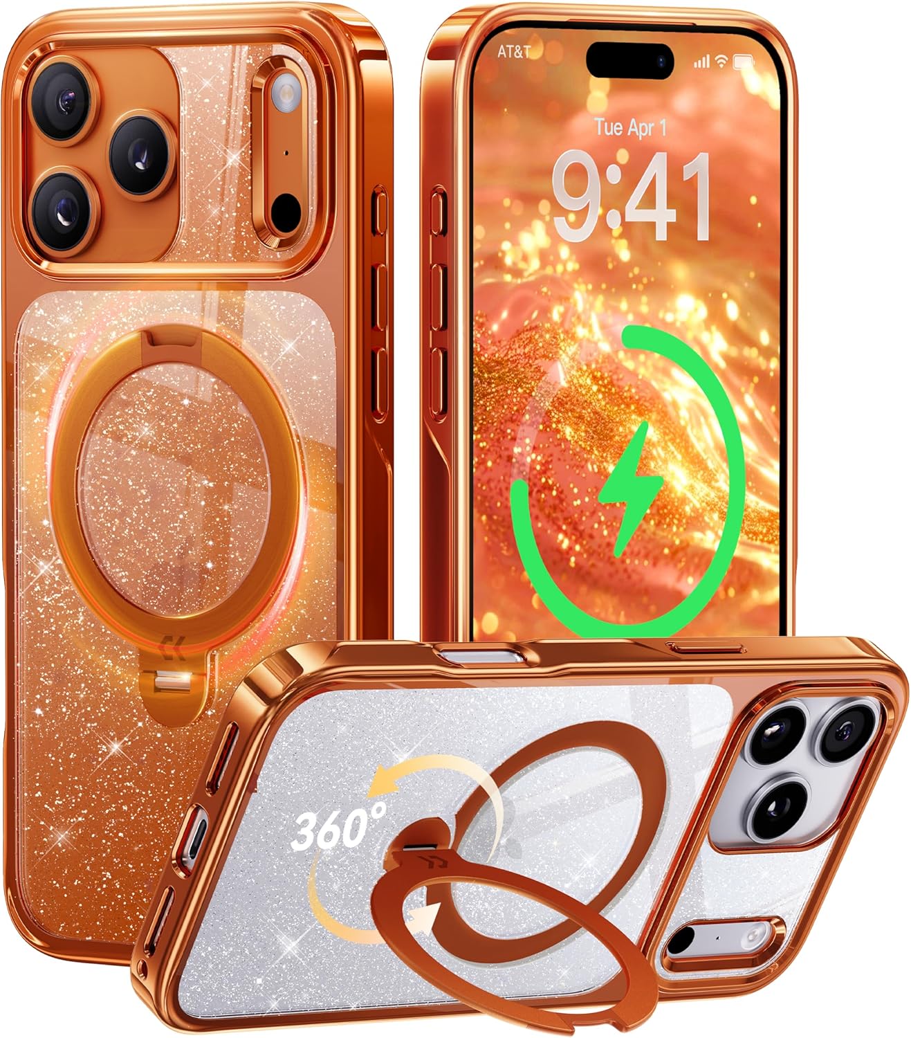 CASEKOO Pearl Sparkle 360 Spin Magnetic Stand for iPhone 17 Pro Max