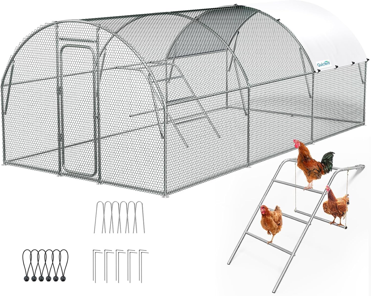 Quictent Large Metal Chicken Coop Run for 20/30 Poultry