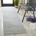 Rag Rug Runner 2ft 3in x 11ft Grey Cotton - Handmade Boho Stripe