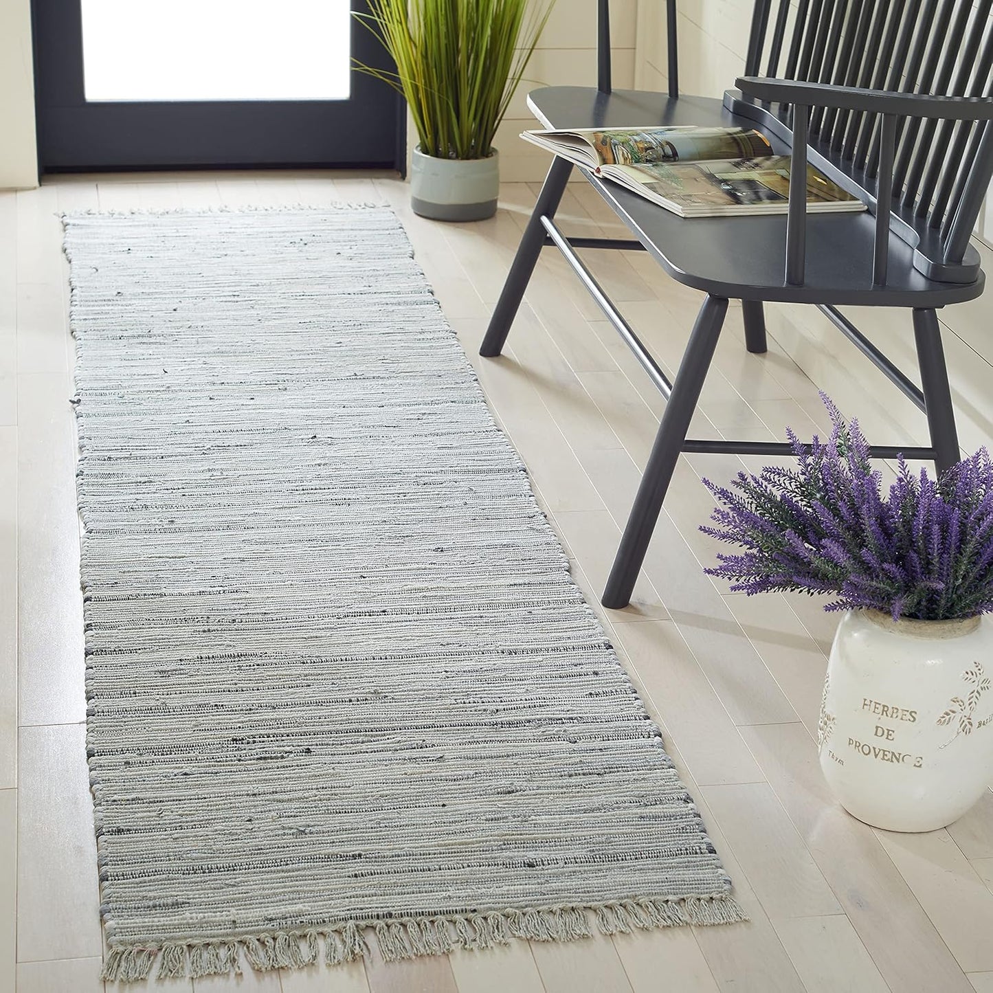 Handmade Boho Stripe Cotton Runner Rug for High Traffic Areas