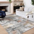 8ftx10ft Washable Rug Ultra Soft Area Rug - Gray/Rust Modern Plush