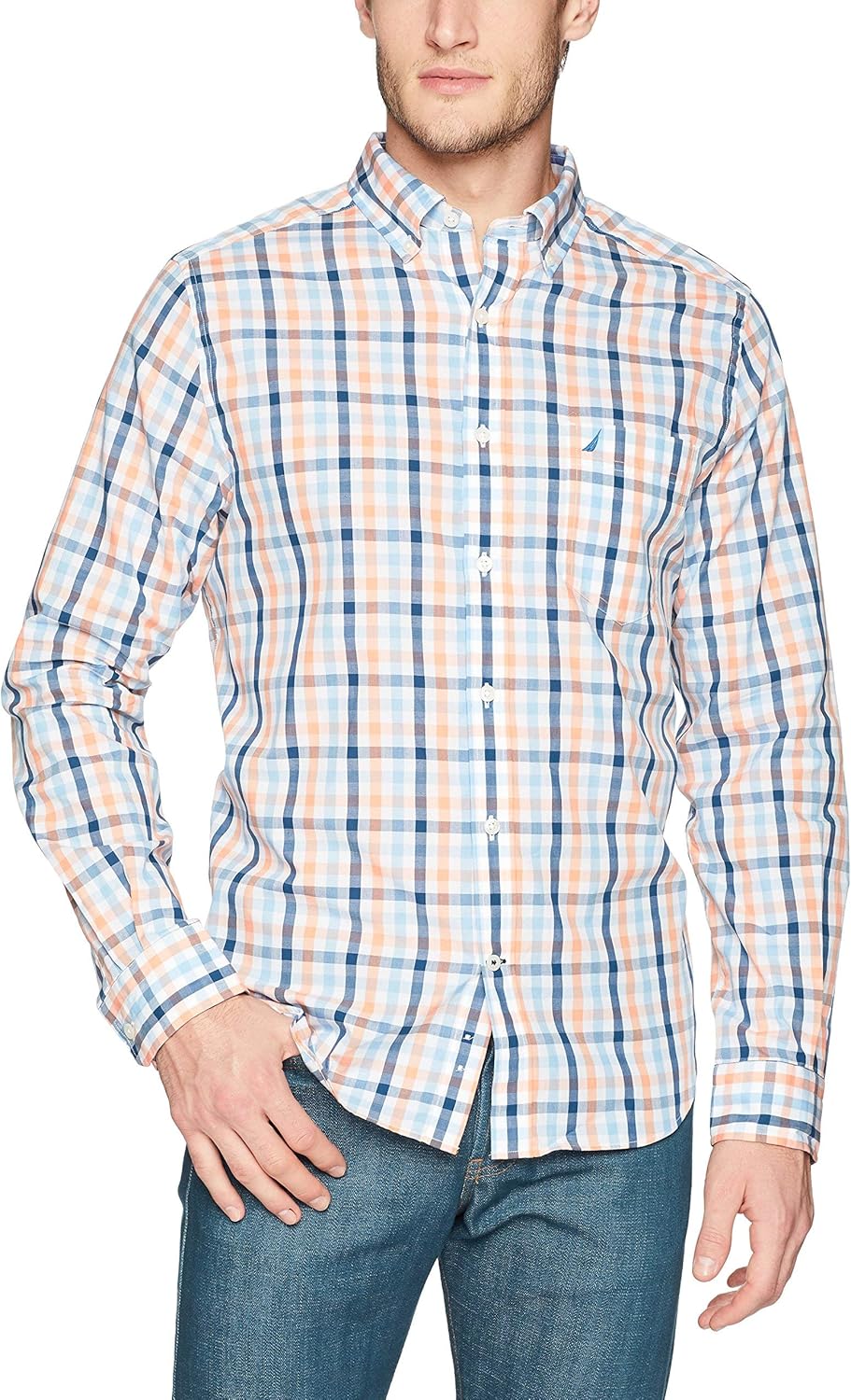 Nautica Mens Wrinkle Resistant Long Sleeve Button Front Shirt Review