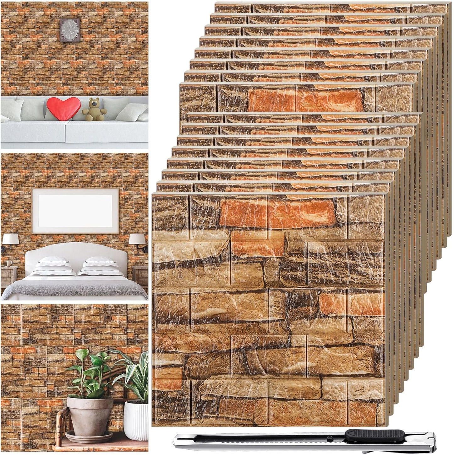 3D Wall Panels Peel and Stick Faux Foam for Decorative Walls