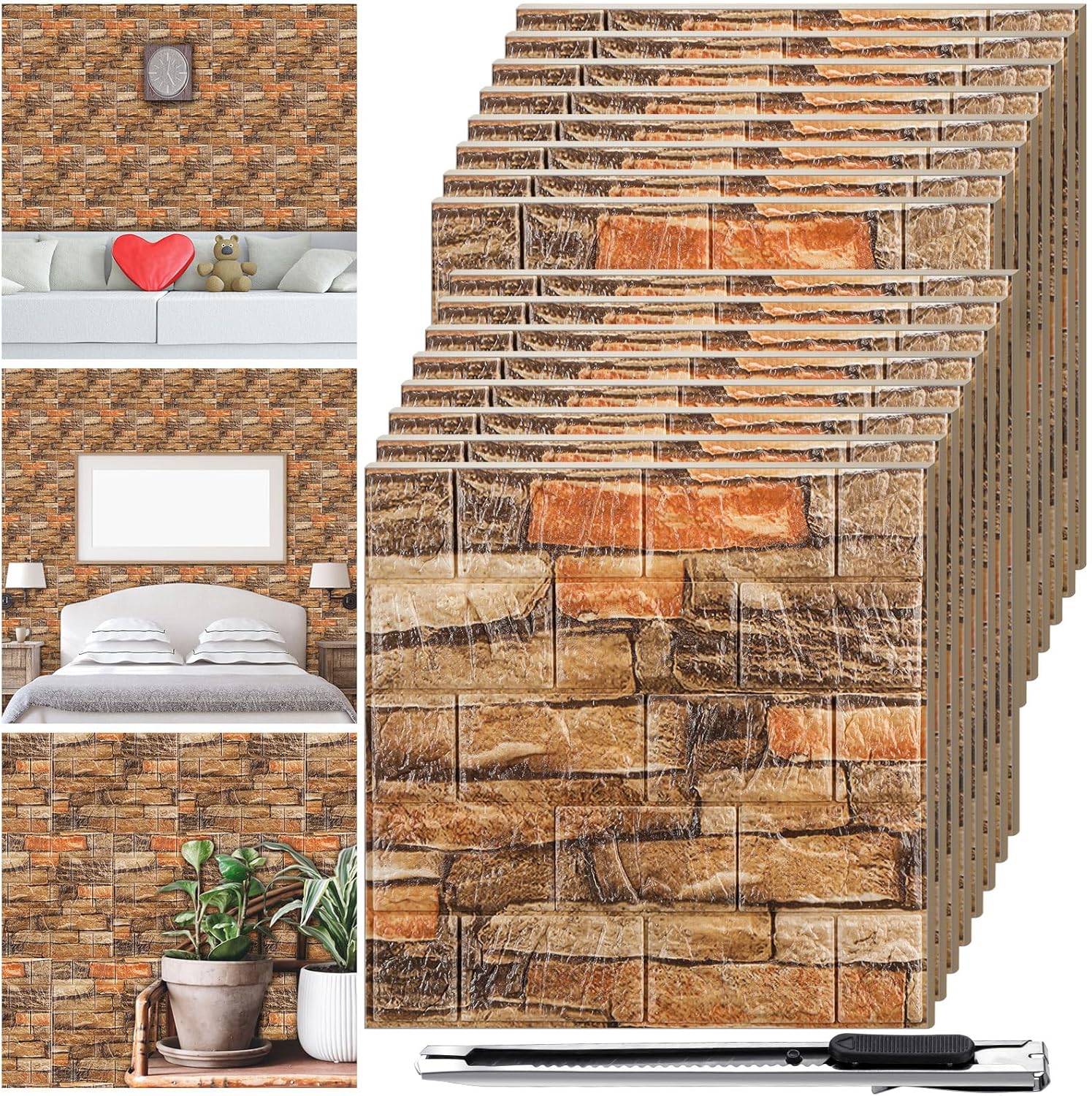 3D Wall Panels Peel and Stick Faux Foam for Decorative Walls