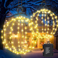 Set of 2 Outdoor Hanging Ball Lights - Battery Operated Warm White