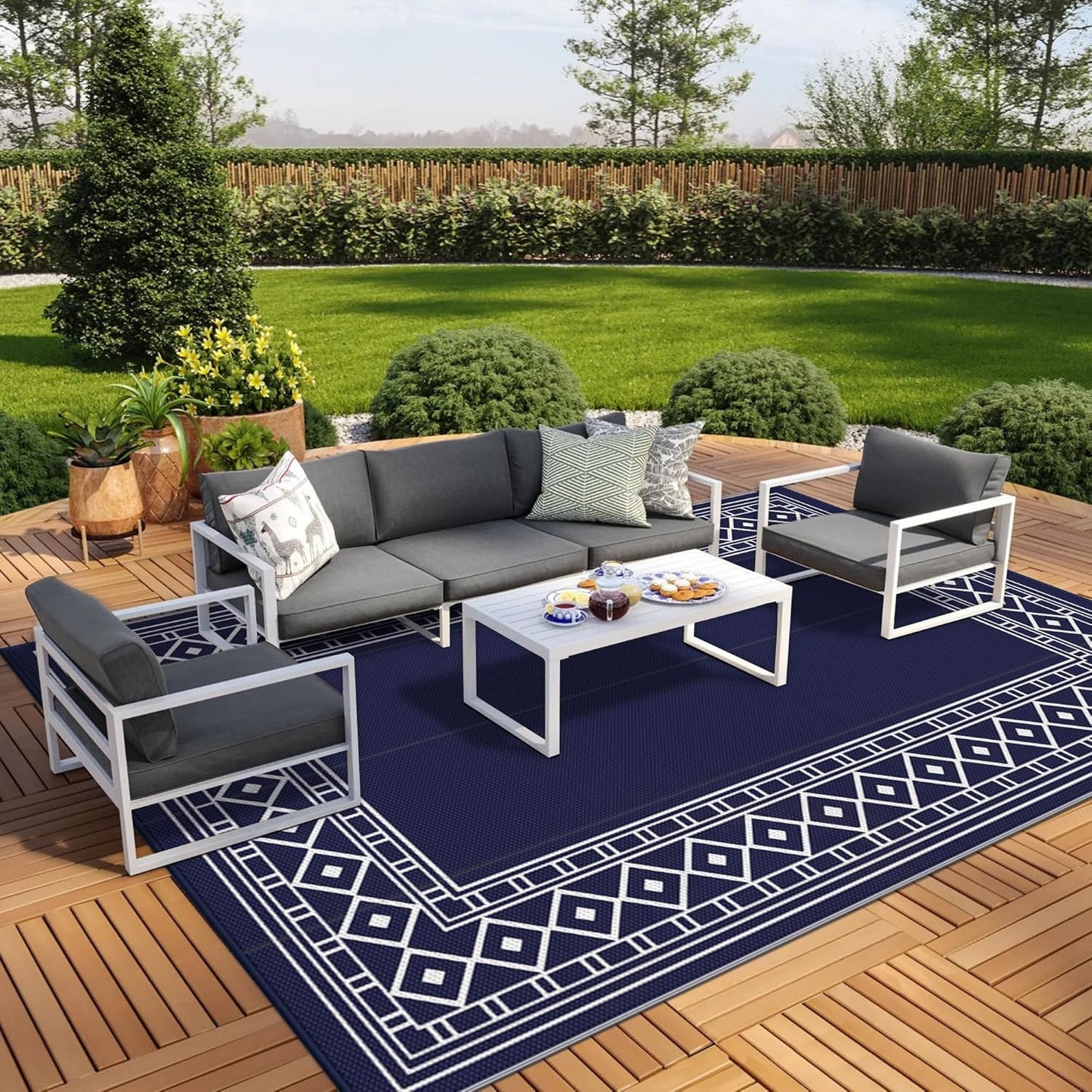 GENIMO Outdoor Rug Waterproof for Patio Decor, 9ftx12ft Mat