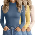 women's long sleeve mock turtleneck tops - set of 3 for everyday wear