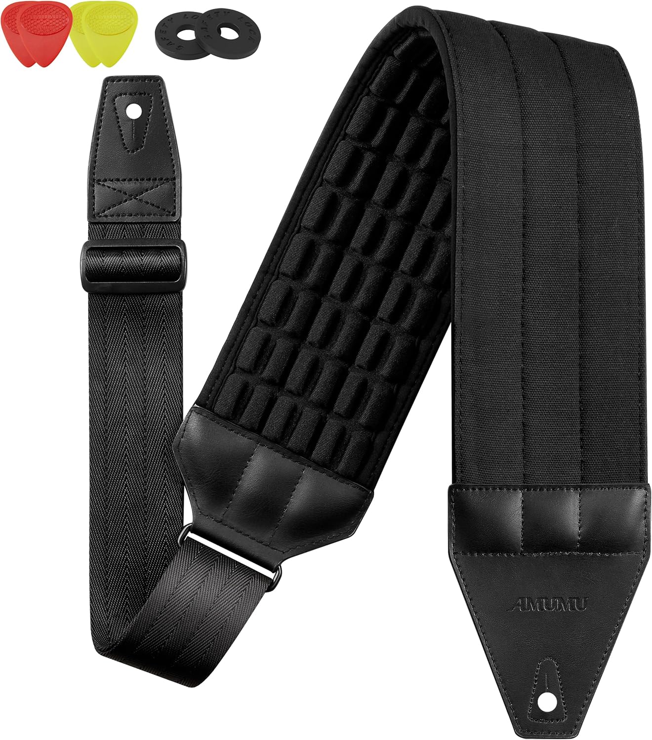 Amumu Ultra Wide Air Cell Guitar Strap - Ultimate Comfort 3D Cushions