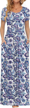 Women's Short Sleeve Loose Plain Long Maxi Dress - Soft Jersey Fit