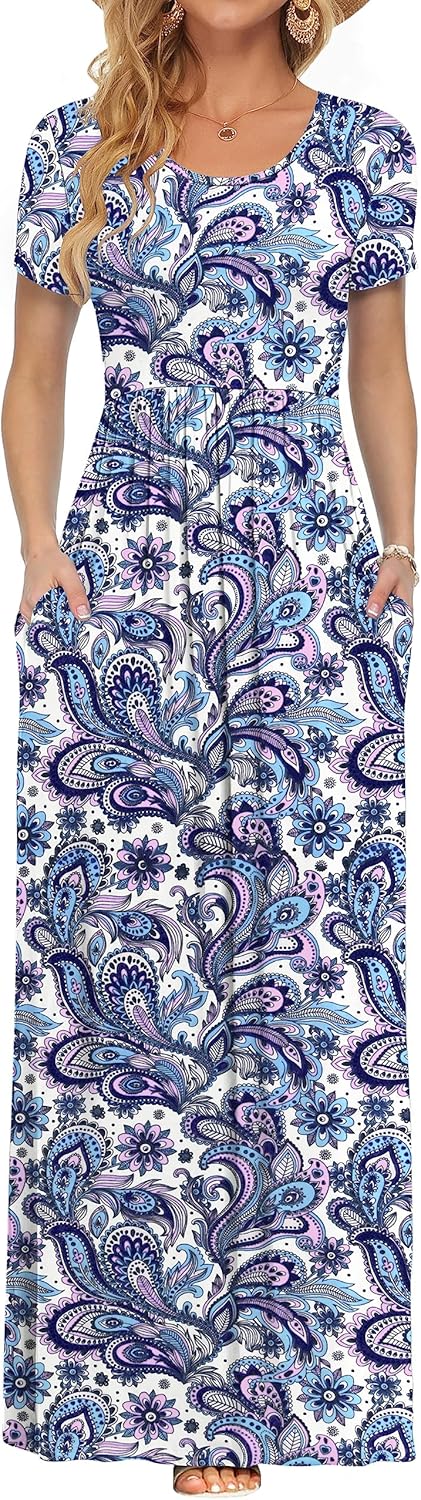 AUSELILY Women's Short Sleeve Casual Maxi Dresses for 2025