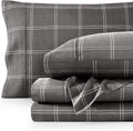 Queen Microfiber Sheet Set - Modern Plaid Grey/White - 4 Piece