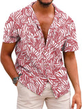 COOFANDY Floral Pattern Hawaiian Shirt for Men with Short Sleeves